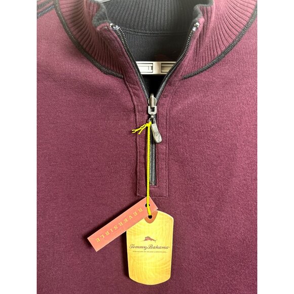 Tommy Bahama Flip Side Pro Half Zip Reversible Sweater Burg Black Size L NWT - Picture 4 of 13